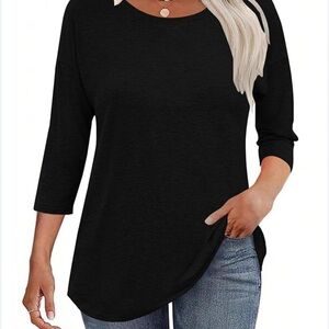 Nina Leonard Black Long Light Sweater Top